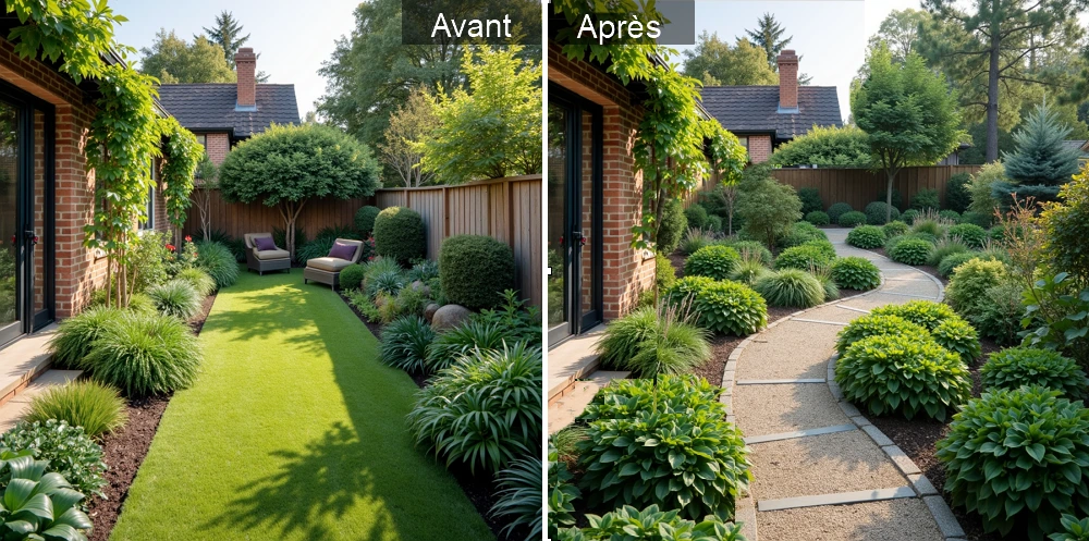 Comment aménager un jardin en longueur : avant et après