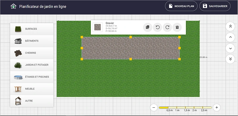 Visualisez les paramètres des surfaces dans le logiciel d’aménagement du jardin